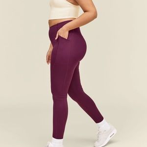 Girlfriend collective PLUM HIGH-RISE POCKET LEGGING XL NWT 28.5” inseam